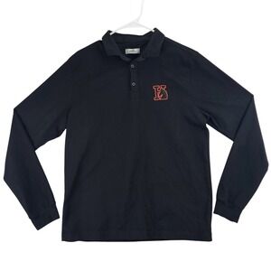 Hermes Polo Shirt Mens XXL Black Embroidered Logo Equestrian Luxury Long Sleeve